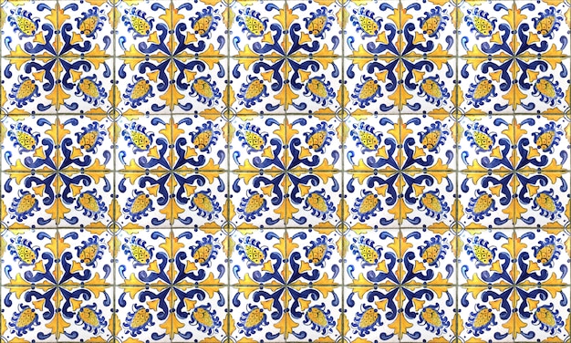 Naadloze Azulejo-tegelachtergrond in Portugal of Spanje. Hoge resolutie.