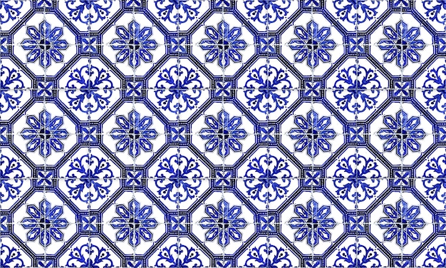 Naadloze Azulejo-tegelachtergrond in Portugal of Spanje. Hoge resolutie.