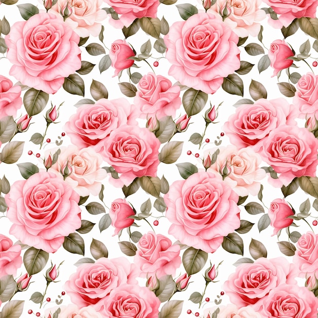 Foto naadloze bloemmotief van rozen aquarel achtergrondstructuur afdrukken voor stof en digitaal papier