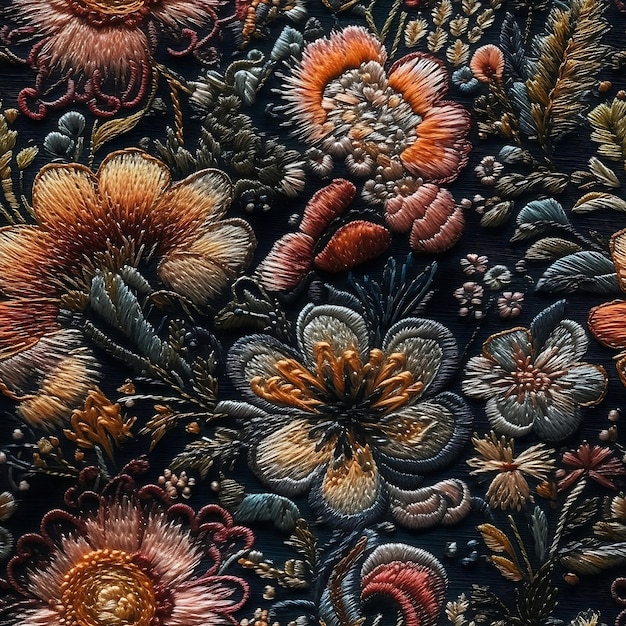 Naadloze borduurwerk bloemen abstracte fantasie luxe stof patroon ontwerp
