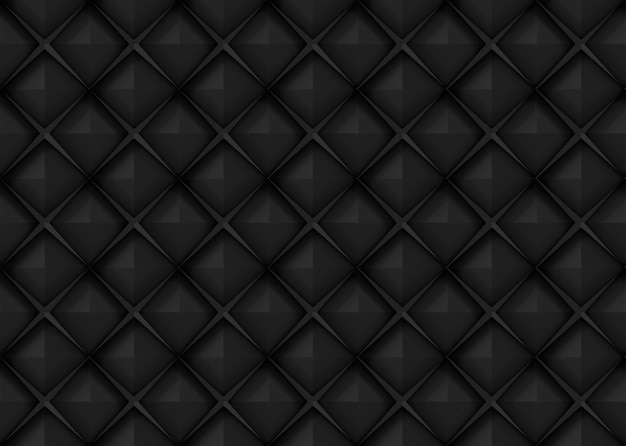 Naadloze donkere zwarte vierkante raster kunst ontwerp vorm patroon muur achtergrond.