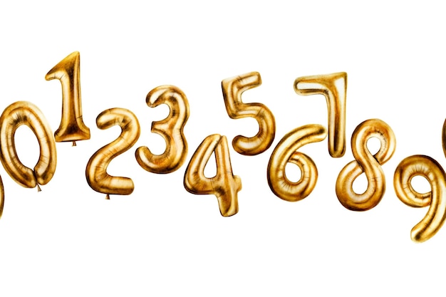 Naadloze grensbanner met gouden folie ballonnen cijfers handgetekende waterverf verjaardagsfeest nummers