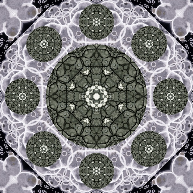 Naadloze patronen Abstract element voor patroon Digitale kunst Bloemen van cirkels en vlekken Digitale kunst