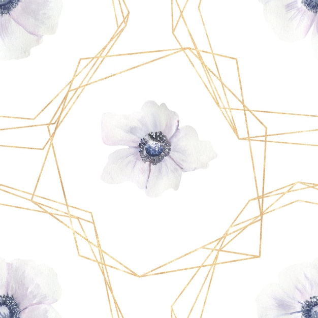 Naadloze patronen met paarse rozen en anemonen op een witte geïsoleerde achtergrond handgetekende aquarel