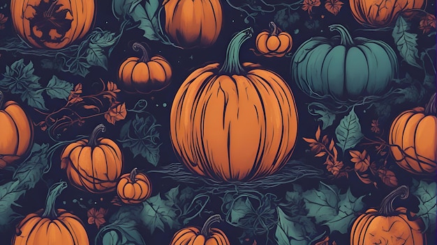 Naadloze patroon met pompoenen Halloween achtergrond vectorillustratie