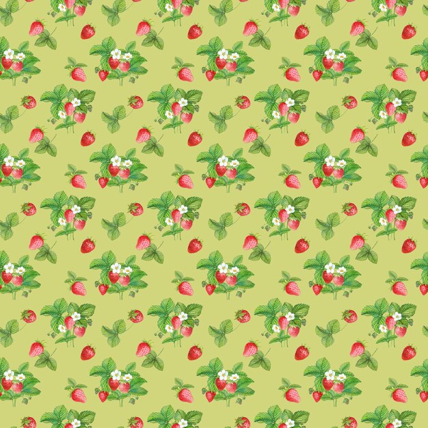 Naadloze patroon met rode aardbei op groene achtergrond