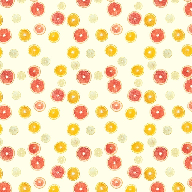 Naadloze patroon van kleurrijke patroon gemaakt van citrusvruchten geïsoleerd op een witte ondergrond