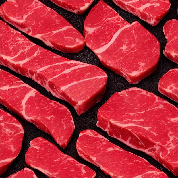 Naadloze patroon verse steaks Digitale afbeelding