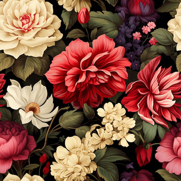 Naadloze patroon vintage bloemenillustratie voor print en textiel