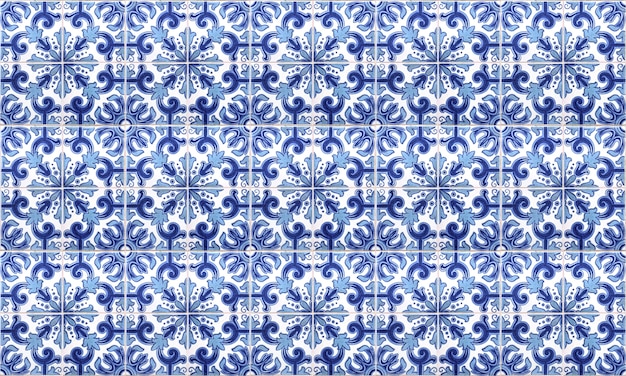 Naadloze Portugal of Spanje Azulejo Tile Background