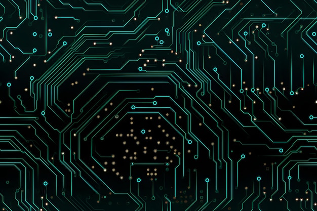 Naadloze textuur en fullframe achtergrond van printplaattopologie neuraal netwerk gegenereerd beeld