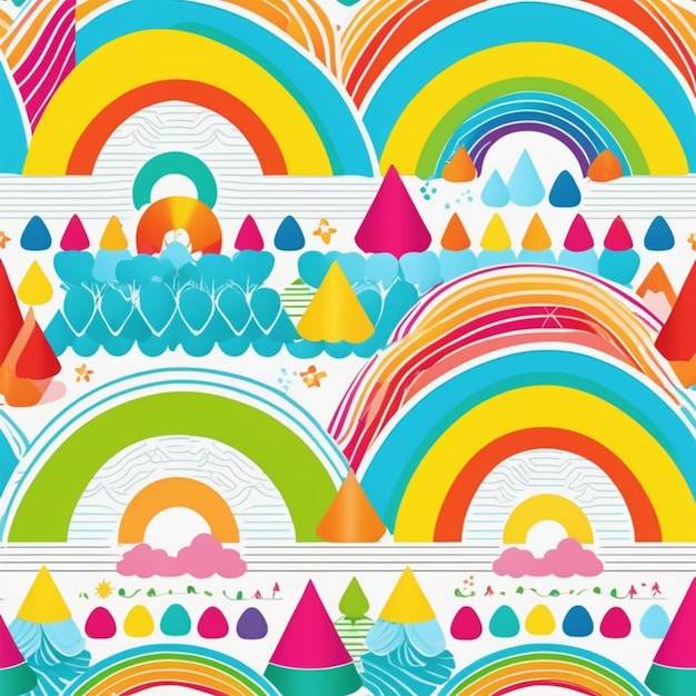 Foto naadloze zomerpatronen regenboog thema herhalende patronen stof ontwerp vlakke afbeelding highl 13