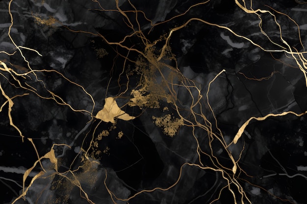 Naadloze zwarte marmeren textuur met gouden aders neuraal netwerk gegenereerd beeld