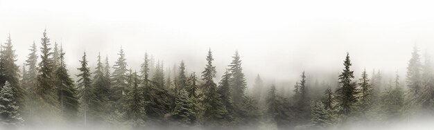 naaldbos geïsoleerd op een witte achtergrond panorama toppen van dennenbomen