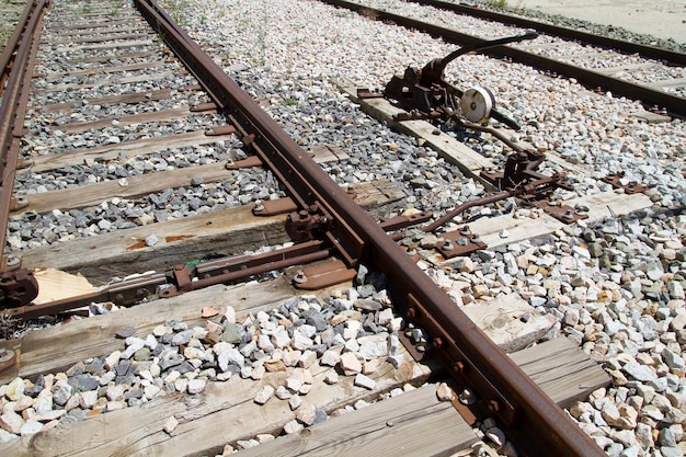 naalduitwisseling, treinrails, detail van spoorwegen in Spanje