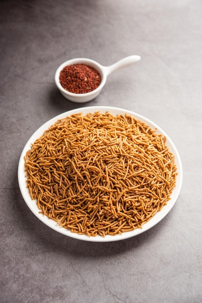 Photo nachni or ragi sev is a delicious crispy noodle made from finger millets healthy indian food