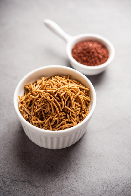 Photo nachni or ragi sev is a delicious crispy noodle made from finger millets healthy indian food