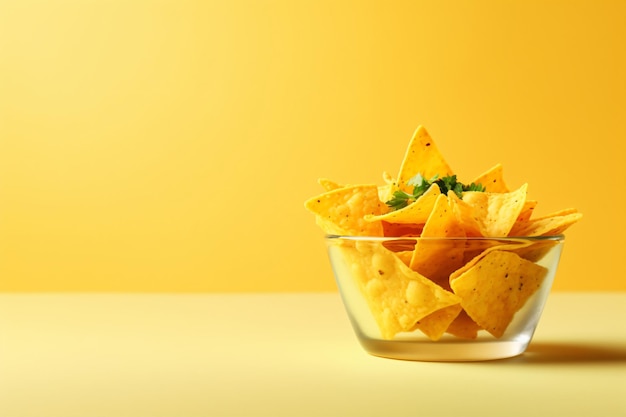 nacho in cup of garnish copy space concept generative AI