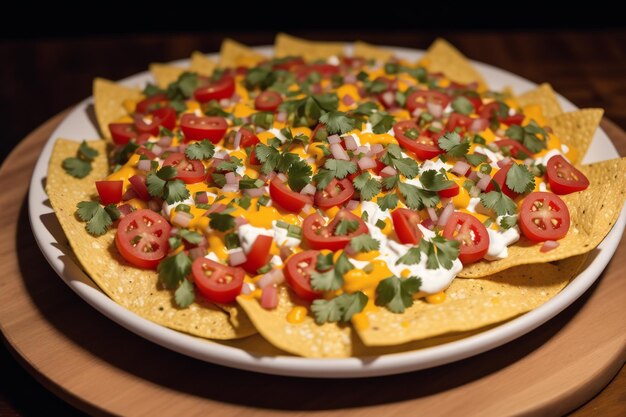 Nacho's met tomaten erop en zure room erop