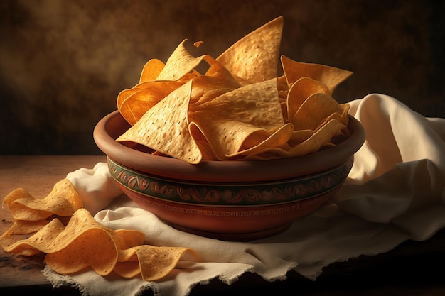 그릇에 담긴 나초 토르티야 칩 멕시코 음식의 역사