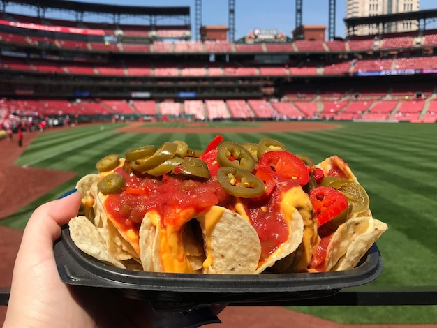 Foto nachos a una partita di baseball