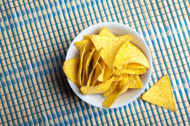 Nachos-chips. Heerlijke zoute tortilla snack