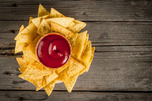 Photo nachos with sauces