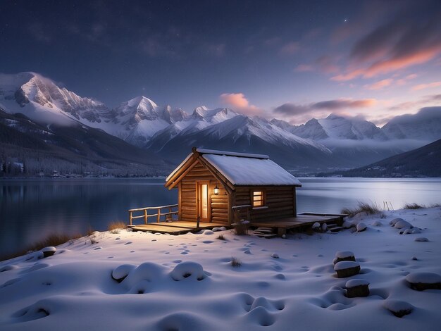 Foto nacht landschap sneeuw