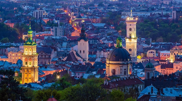 Nacht Lviv-uitzicht