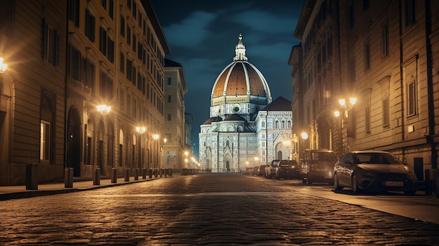 Nacht uitzicht op de kathedraal Duomo van Florence