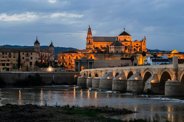 Nacht uitzicht op het historische centrum van Cordoba Spanje Reisconcept