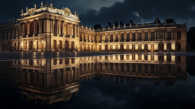 Nacht uitzicht op het paleis van Versailles