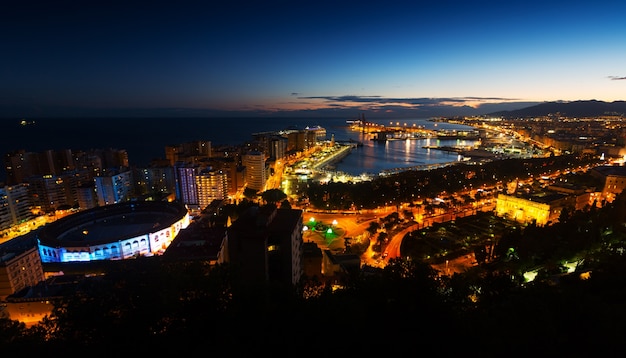 Nacht uitzicht op Malaga