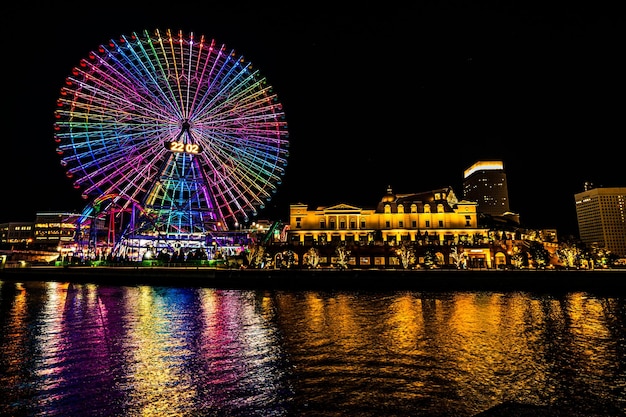 Nacht uitzicht op minatomirai yokohama