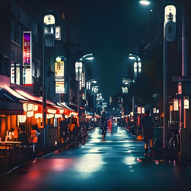 nacht van Japan Straatvoedsel mensen behang