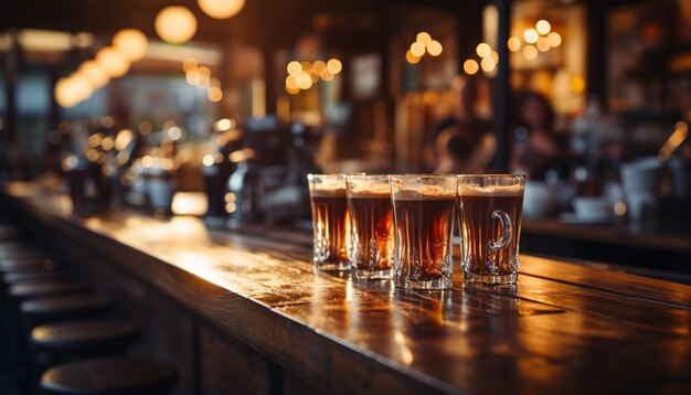 Foto nachtclubbar met drankglazen en verfrissende cocktails gegenereerd door ai