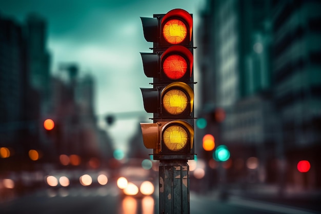 Nachtelijk verkeerslichtbord