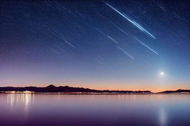 nachtelijke astrofotografie met lange belichtingstijd van de lucht, wervelende sterren