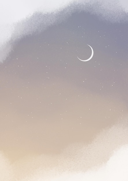 Nachtelijke hemel met sterren en jonge maan