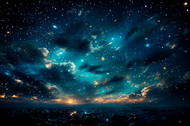Nachtelijke hemel met wolken en sterren Elementen van deze afbeelding geleverd door NASAgenerative ai