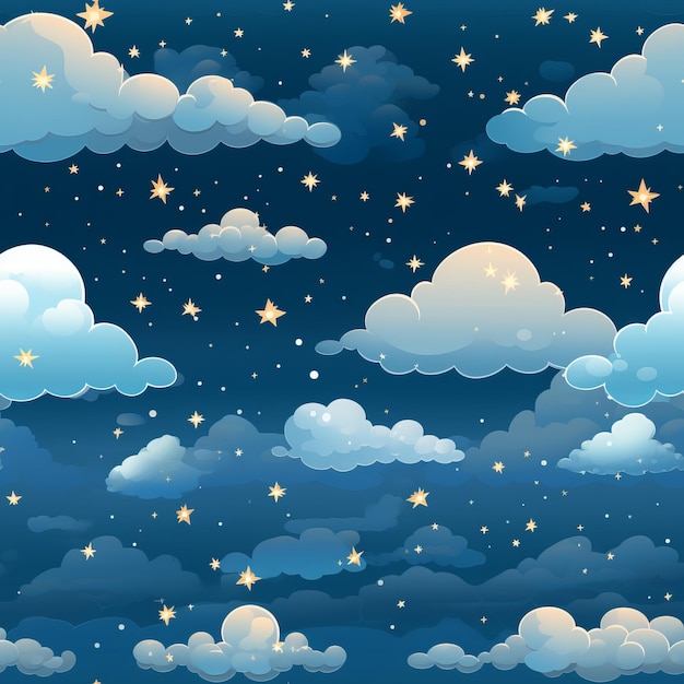 nachtelijke hemel met wolken en sterren vectorillustratie