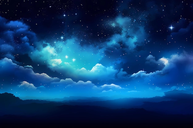 Nachthemelruimte met sterren en wolken achtergrond ai gegenereerd