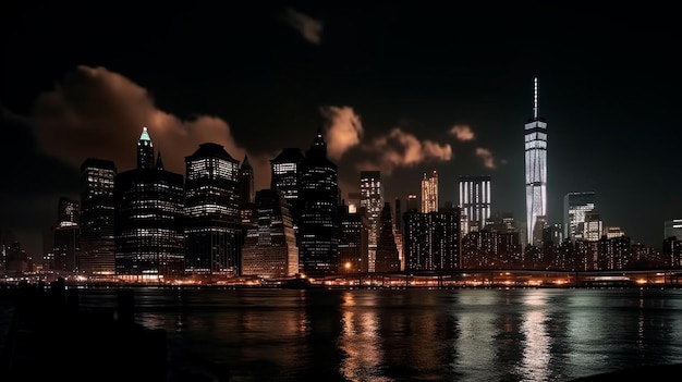 Nachthorizon van Manhattan New York City Generatieve AI