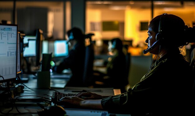 Nachtploeg bij een callcenter die de focus benadrukt