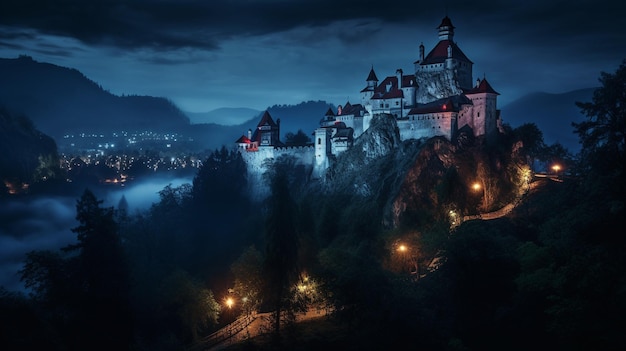 Nachtzicht op Bran Castle Dracula Castle