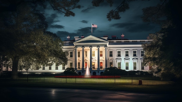 Nachtzicht op het Witte Huis