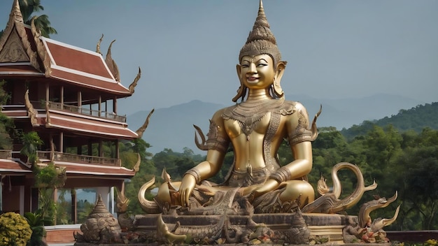 Naga standbeeld in de provincie Mukdahan in Thailand