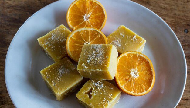 nagpur orange burfee or barfi or burfi is a creamy fudge made with fresh