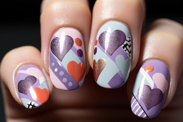 nail art love heart symbol design pop glitter nails