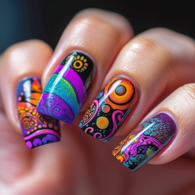 Nail art Psychedelic nails